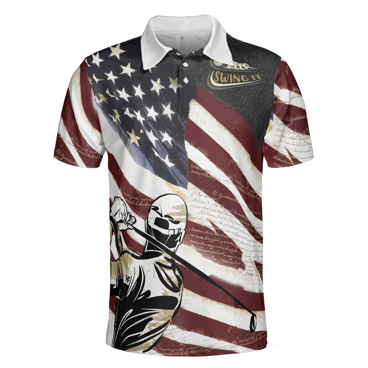 Keep Swing It American Flag Golf Club Polo Shirt, USA Flag Polo Shirt, Best Golf Shirt For Men - Hyperfavor