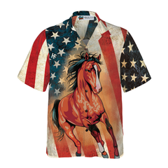 Horse American Flag Hawaiian Shirt - Hyperfavor