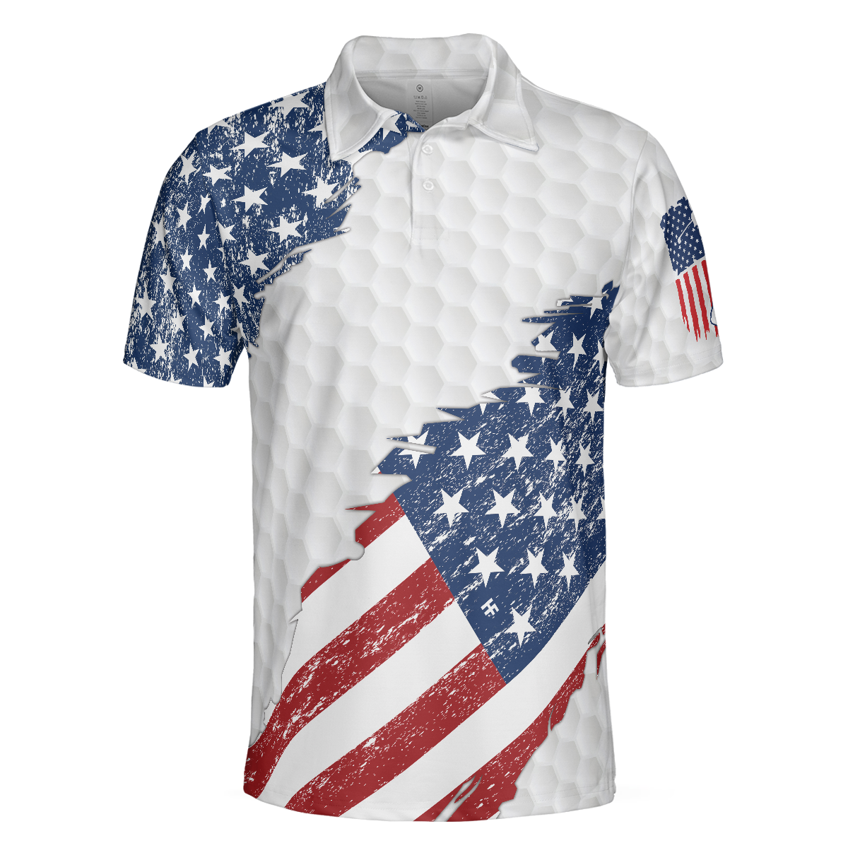 American Flag Ripped Golf Polo Shirt, Simple American Golf Shirt Design, Best Golf Gift Idea For American Golfers - Hyperfavor