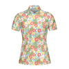 Tropical Flowers Pattern Short Sleeve Women Polo Shirt - Hyperfavor