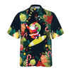 Hyperfavor Christmas Santa Surfing Hawaiian Shirt, Christmas Shirts Short Sleeve Button Down Shirt for Men and Women - Hyperfavor