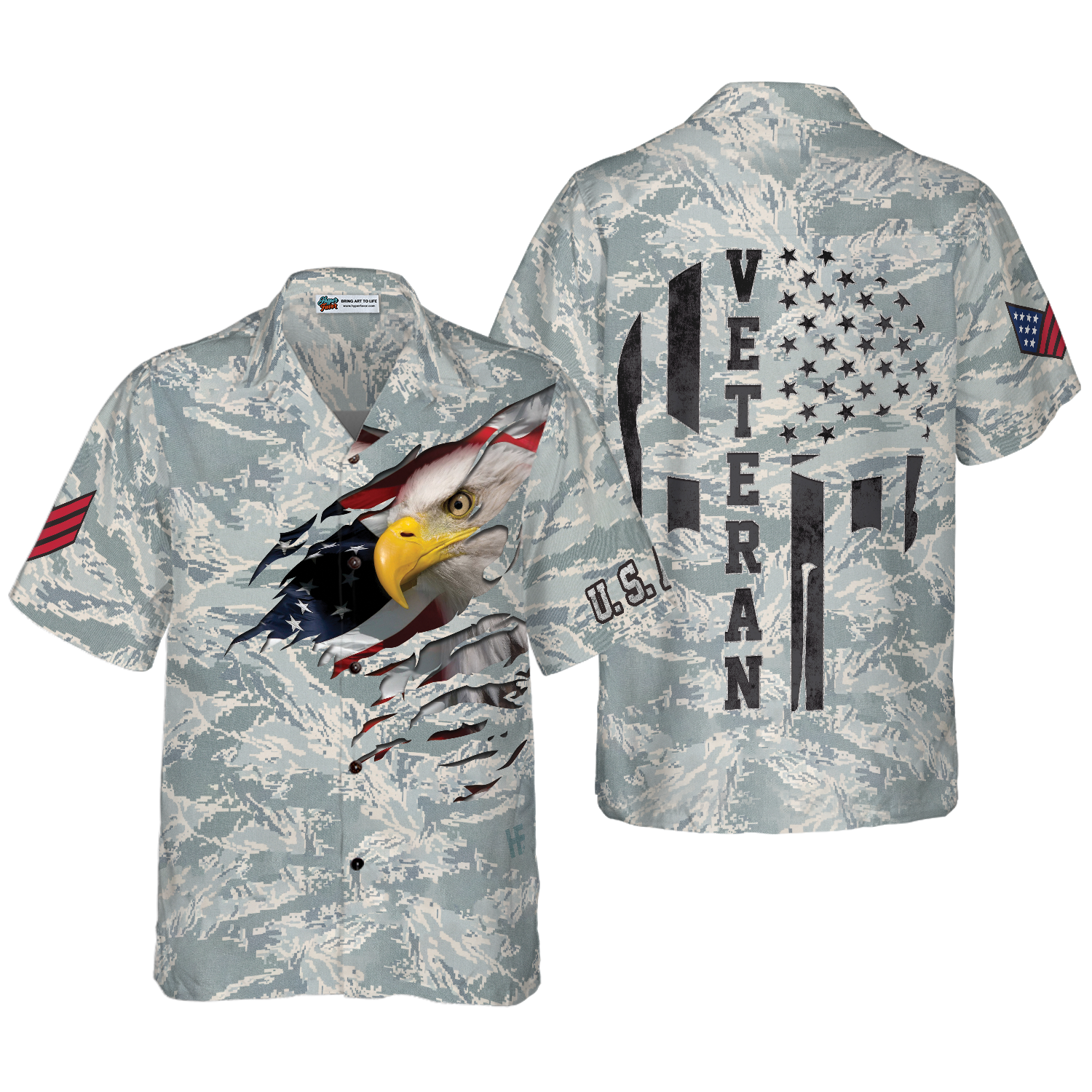 Veteran Proud US Airforce Camouflage Hawaiian Shirt - Hyperfavor