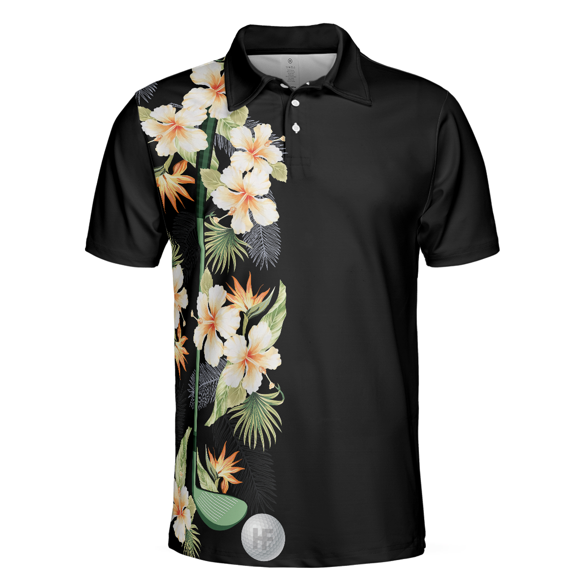 Floral Golf Club And Ball Polo Shirt, Wild Floral And Leaves Golfing Polo Shirt, Tropical Golf Shirt For Men - Hyperfavor