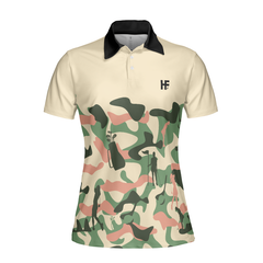 Camouflage Texture Golf Set For Woman Short Sleeve Women Polo Shirt, Camo Golf Shirt For Ladies, Unique Female Golf Gift - Hyperfavor