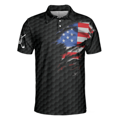 American Flag Teared Golf Pattern Golf Polo Shirt, Best Golfing Shirt Design For Patriotic Golfers - Hyperfavor