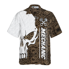 Mechanic Camo Pattern Skull Hawaiian Shirt - Hyperfavor