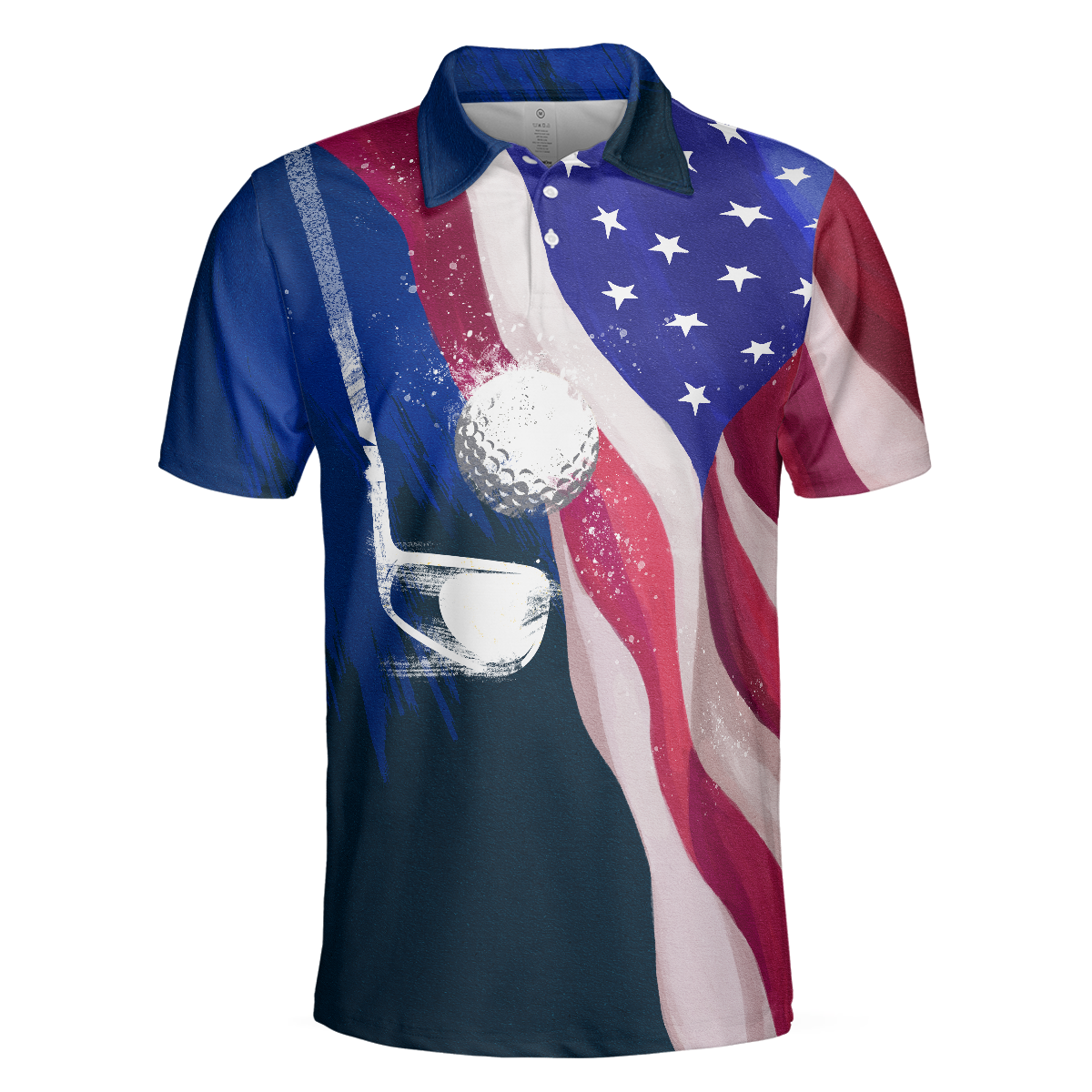 Watercolor Golf American Flag Men Polo Shirt - Hyperfavor