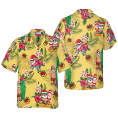 Merry Christmas Santa Claus Surfing Dab Hawaiian Shirt - Hyperfavor