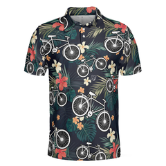 Tropical Bike Polo Shirt, Tropical Cycling Themed Shirt For Bike Lovers, Funny Cycling Shirt Design - Hyperfavor