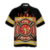 Courage And Honor Fire Dept Badge Firefighter Hawaiian Shirt, Uniform And Cross Axes Firefighter Shirt For Men - Hyperfavor