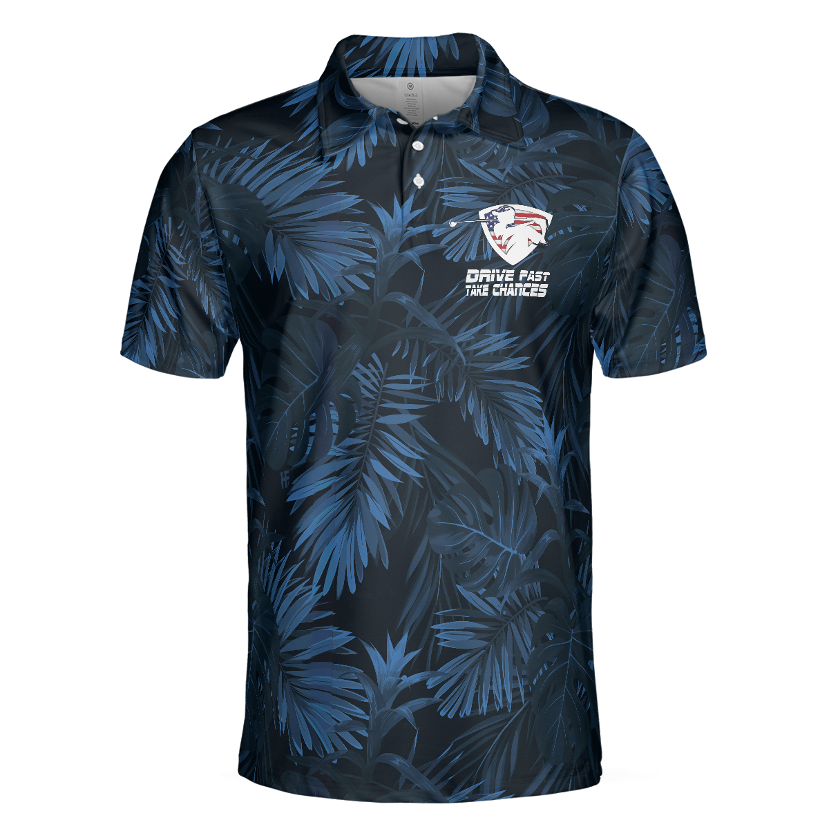 Black And Navy Blue Tropical Pattern Golf Player Polo Shirt, Golfing American Flag Polo Shirt, Best Golf Shirt For Men - Hyperfavor