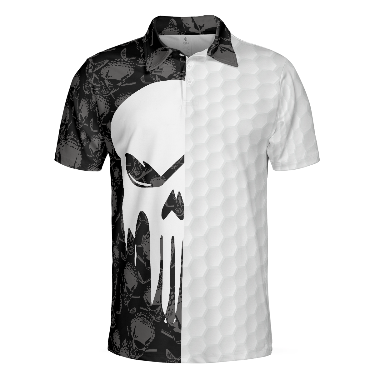 Bad Day Of Golf Polo Shirt, Black And White Skull Golf Shirt For Golfers, Funny Golf Shirt With Sayings - Hyperfavor