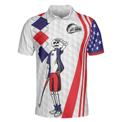 Your Hole Is My Goal Golf American Flag Polo Shirt, Golf Texture Argyle Pattern USA Flag Polo Shirt, Best Golf Shirt For Men - Hyperfavor