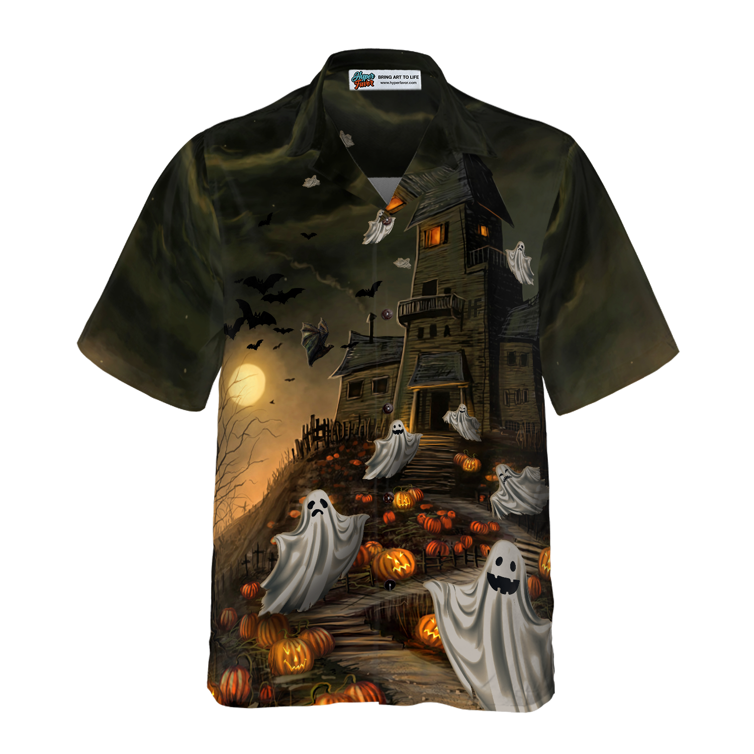 Haunted House For Ghost Halloween Hawaiian Shirt, Halloween Shirt For Men And Women - Hyperfavor