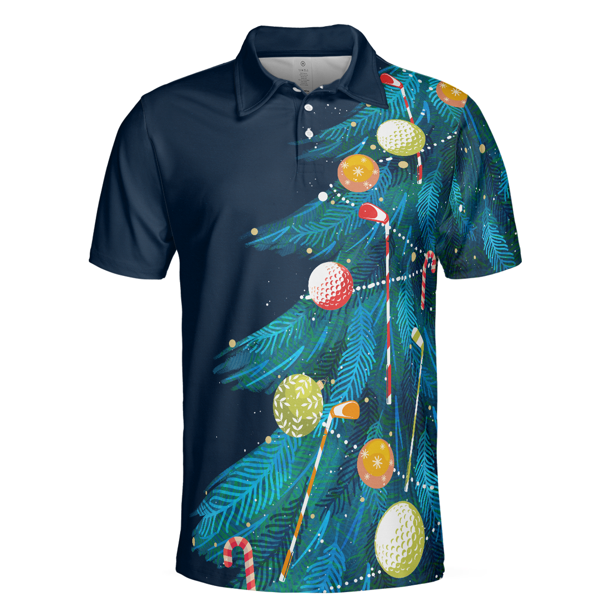 Christmas Golf Polo Shirts- Mens Golf Polo Shirts Short Sleeve- Christmas Tree Pattern Shirt Dry Fit- Christmas Shirt Idea Gift For Men - Hyperfavor