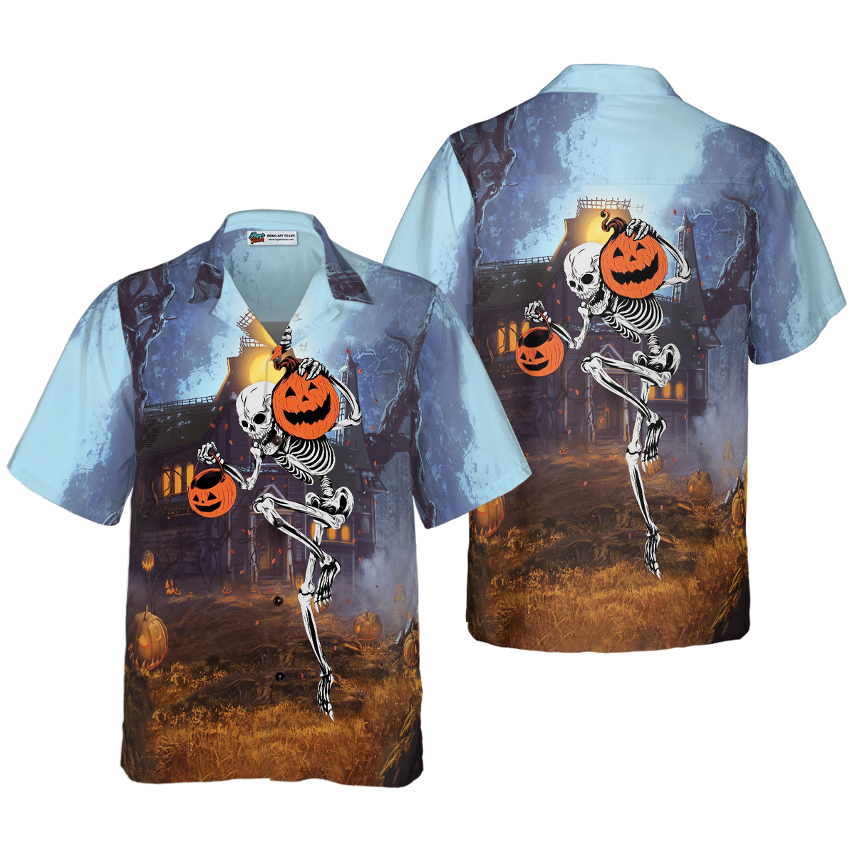 Skeleton Knows How To Dance Halloween Hawaiian Shirt, Spooky Pumpkin Shirt - Hyperfavor