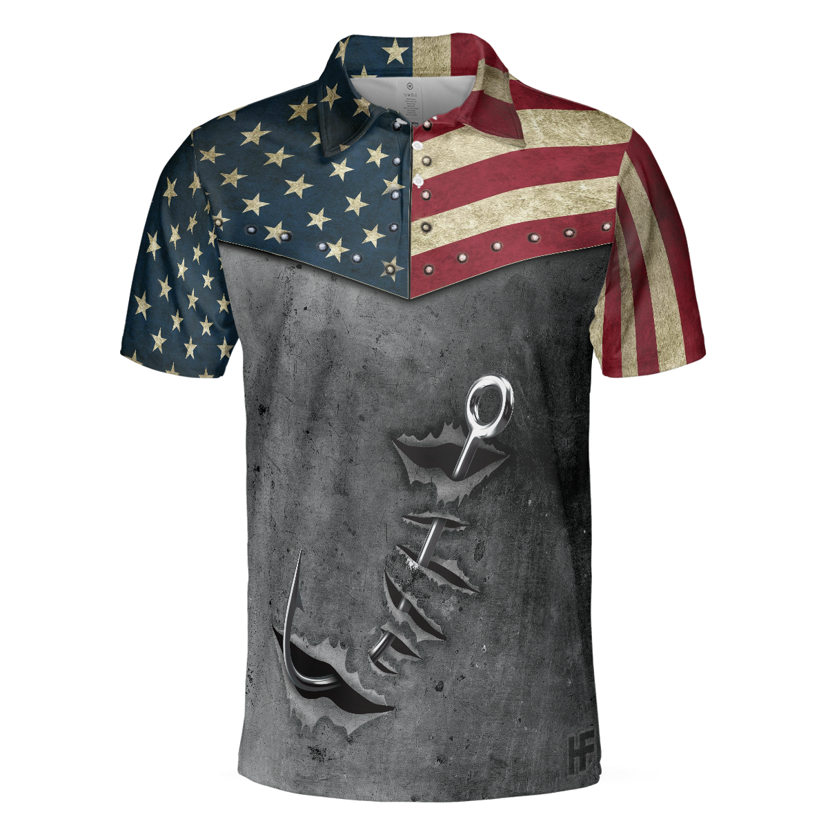 Crack Fishing American Flag Short Sleeve Polo Shirt, Patriotic Polo Shirt, Best Fishing Shirt For Men - Hyperfavor