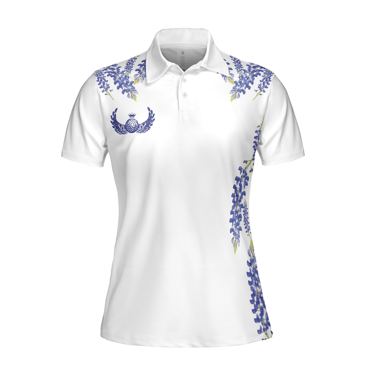 Elegant Bluebonnet Flower For Texas Golfer Short Sleeve Women Polo Shirt, White Texas Golf Shirt For Ladies - Hyperfavor