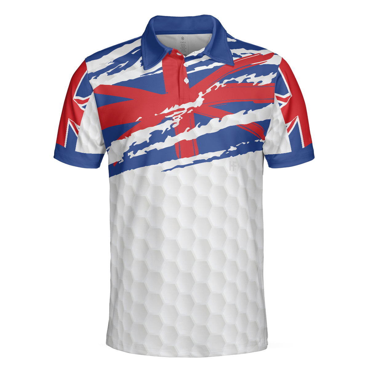 United Kingdom Flag Golf Texture Blue Golfer Polo Shirt, Great Britain Jack Polo Shirt, UK Golf Shirt For Men - Hyperfavor