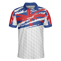 United Kingdom Flag Golf Texture Blue Golfer Polo Shirt, Great Britain Jack Polo Shirt, UK Golf Shirt For Men - Hyperfavor