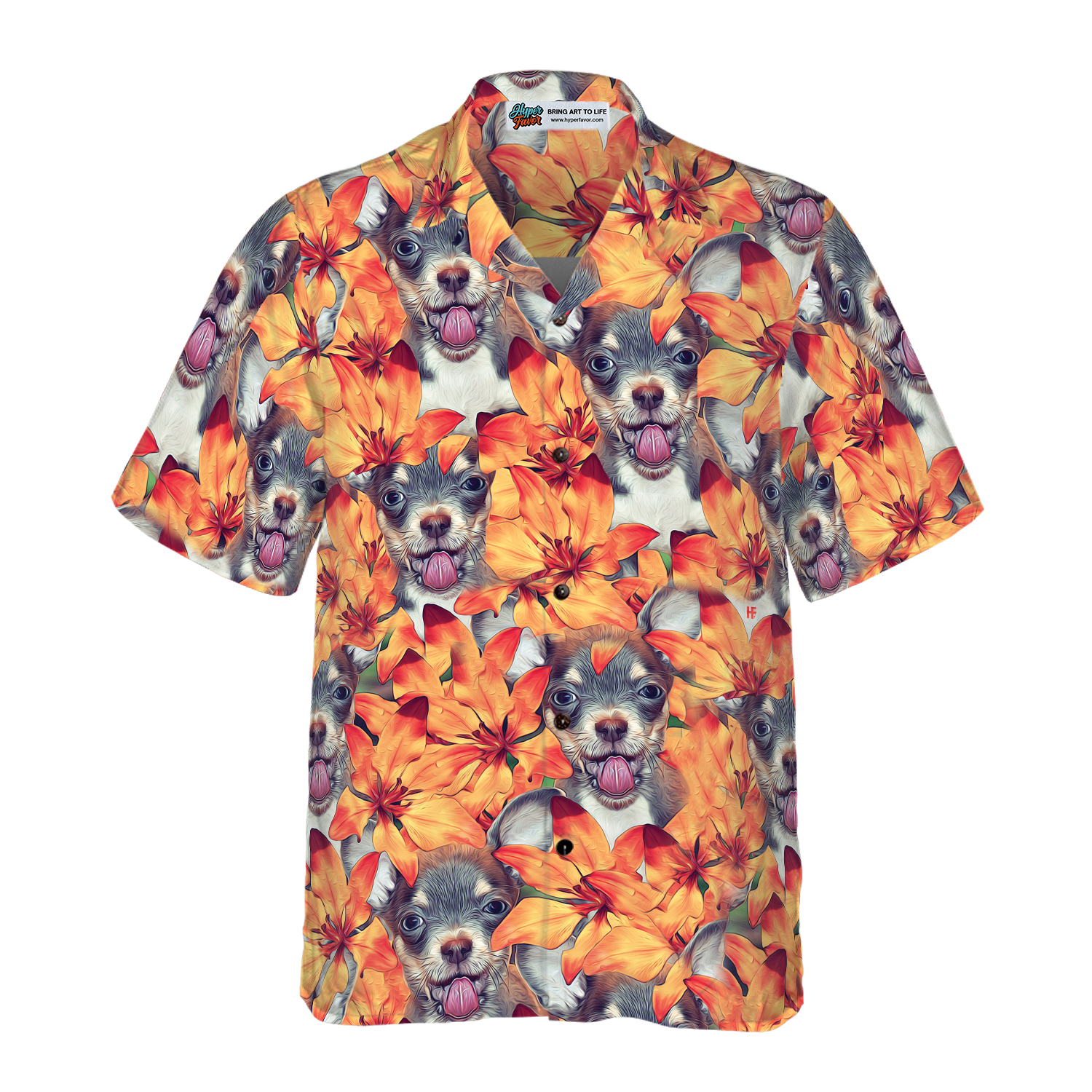 Chihuahua Puppies And Summer Flowers Hawaiian Shirt - Hyperfavor