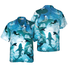 Scuba Diving With Sharks Hawaiian Shirt - Hyperfavor