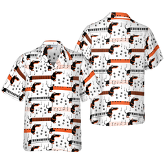 Piano Dachshund Dog Shirt For Men Hawaiian Shirt - Hyperfavor