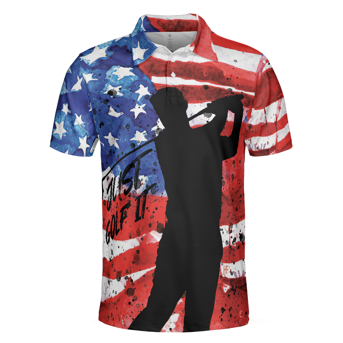 American Golfer Just Golf It Short Sleeve Golf Polo Shirt, Wet Paint American Flag Polo Shirt, Patriotic Golf Shirt For Men - Hyperfavor