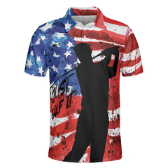 American Golfer Just Golf It Short Sleeve Golf Polo Shirt, Wet Paint American Flag Polo Shirt, Patriotic Golf Shirt For Men - Hyperfavor