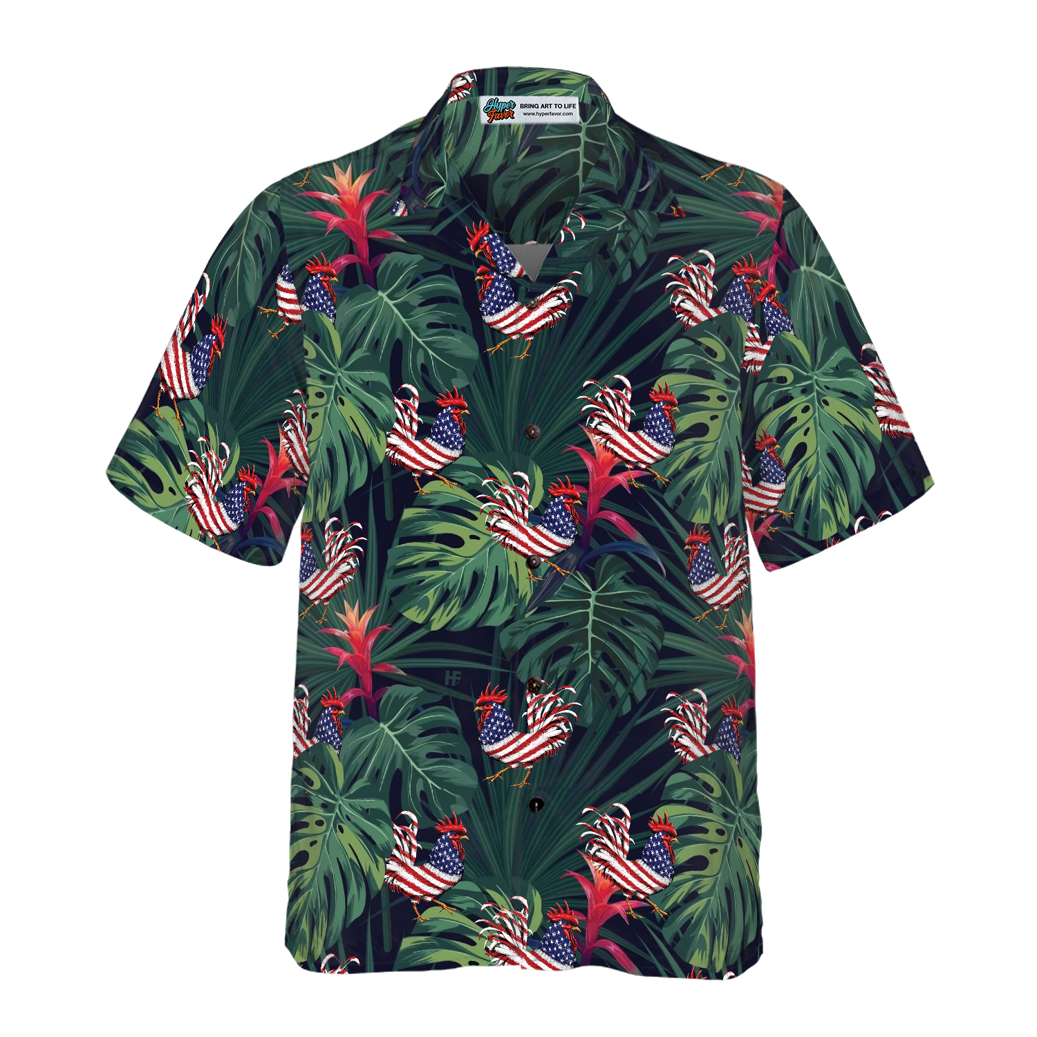 Chicken American Flag Tropical Hawaiian Shirt - Hyperfavor