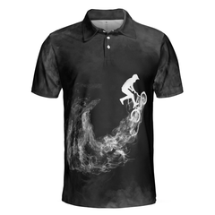 Cycling On Smoke Background Polo Shirt, Black And White Cycling Shirt For Men - Hyperfavor