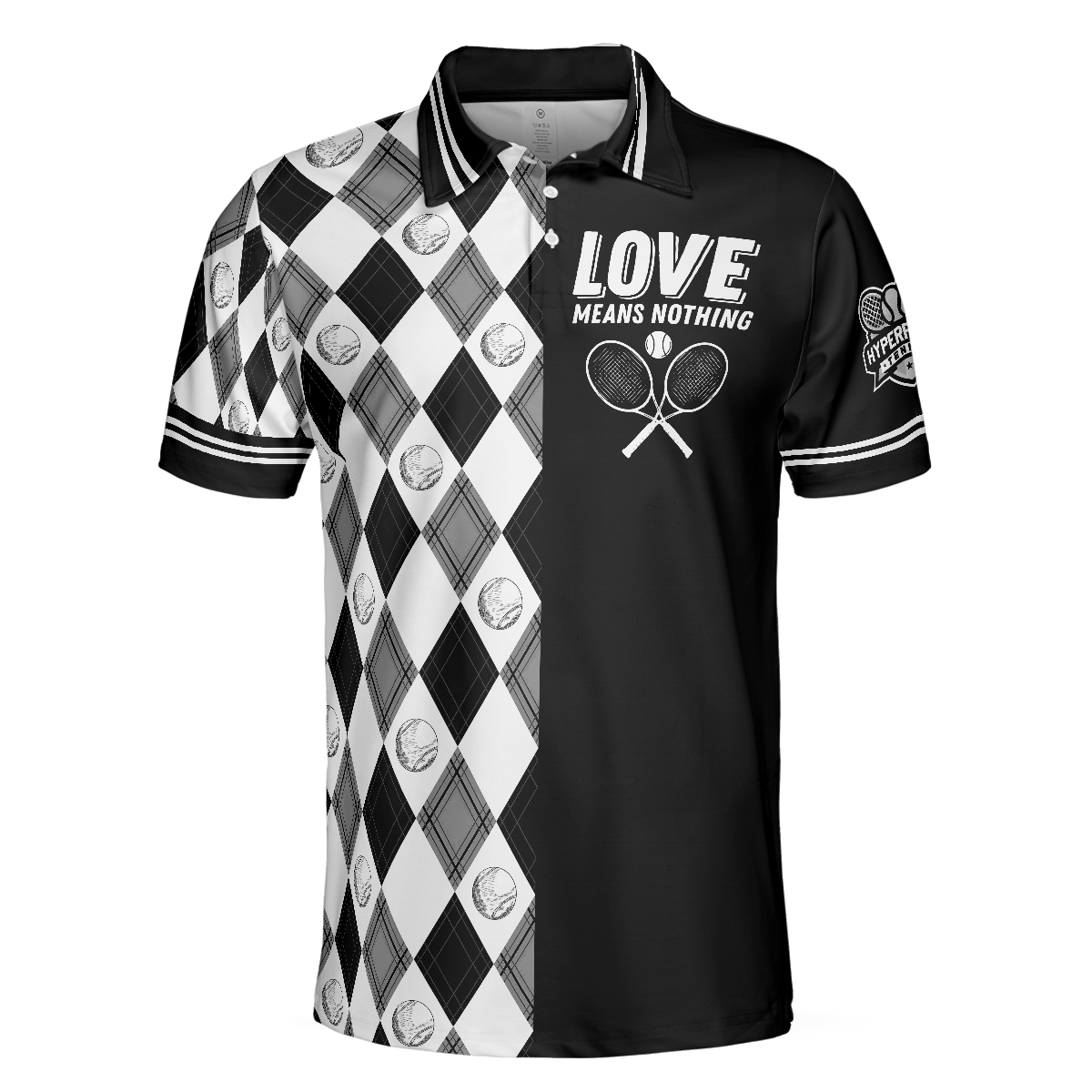 Love Means Nothing Tennis Polo Shirt, Tennis Ball Argyle Pattern Polo Shirt, Best Tennis Shirt For Men - Hyperfavor