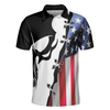Black Skull Billiards Short Sleeve Polo Shirt, American Flag Polo Shirt, Best Billiards Shirt For Men - Hyperfavor