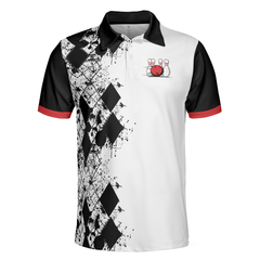 I Go Bowling Because I Like It Men Polo Shirt, Black Argyle Pattern Shirt Design, Best Polo Style Bowling Shirt - Hyperfavor