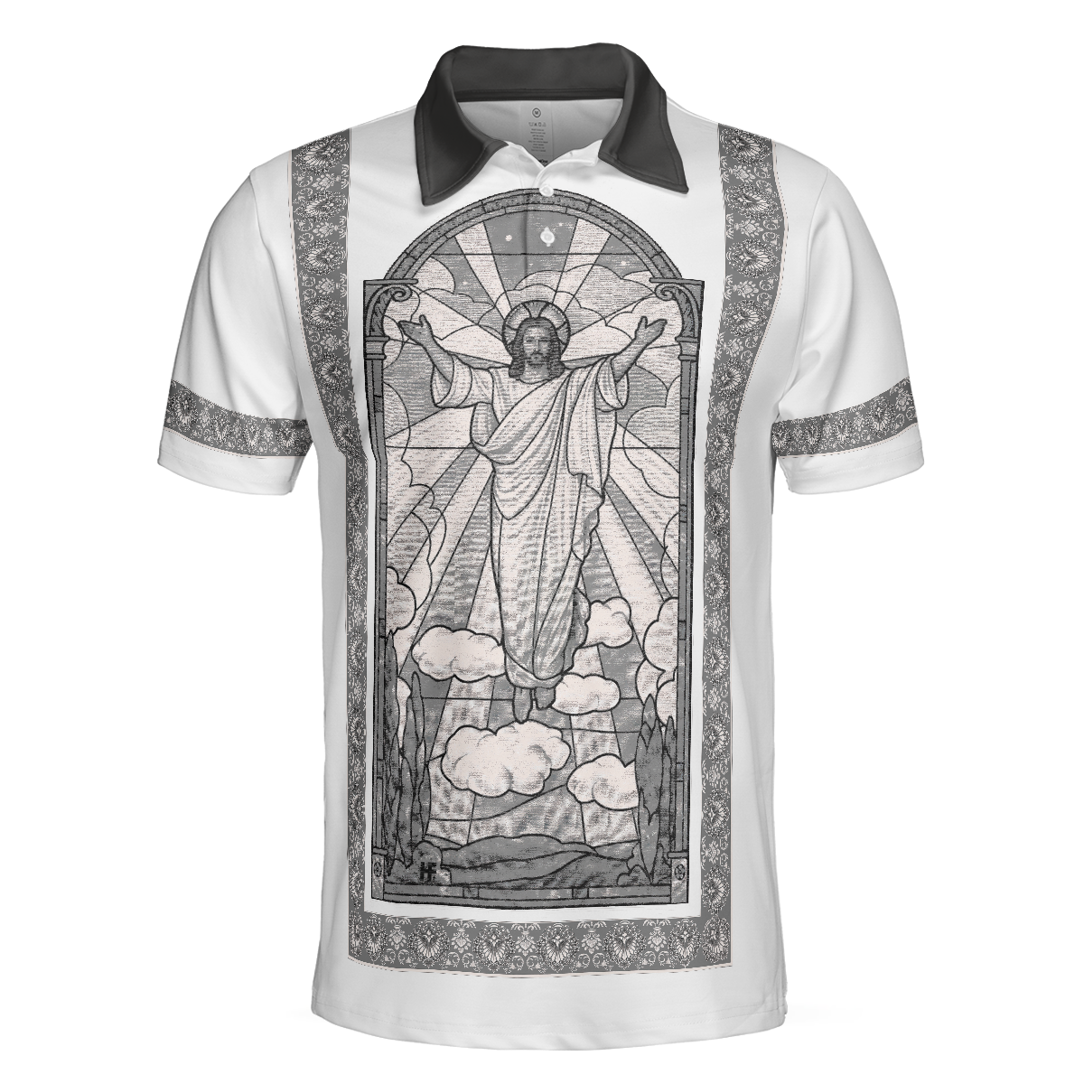 Jesus's Resurrection Egyptian Polo Shirt, Black And White Jesus Polo Shirt, Best Christian Shirt For Men - Hyperfavor