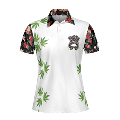 Weekend Forecast Smoking Weed Women Short Sleeve Polo Shirt, Floral And Weed Leaf Graphics Polo Shirt - Hyperfavor