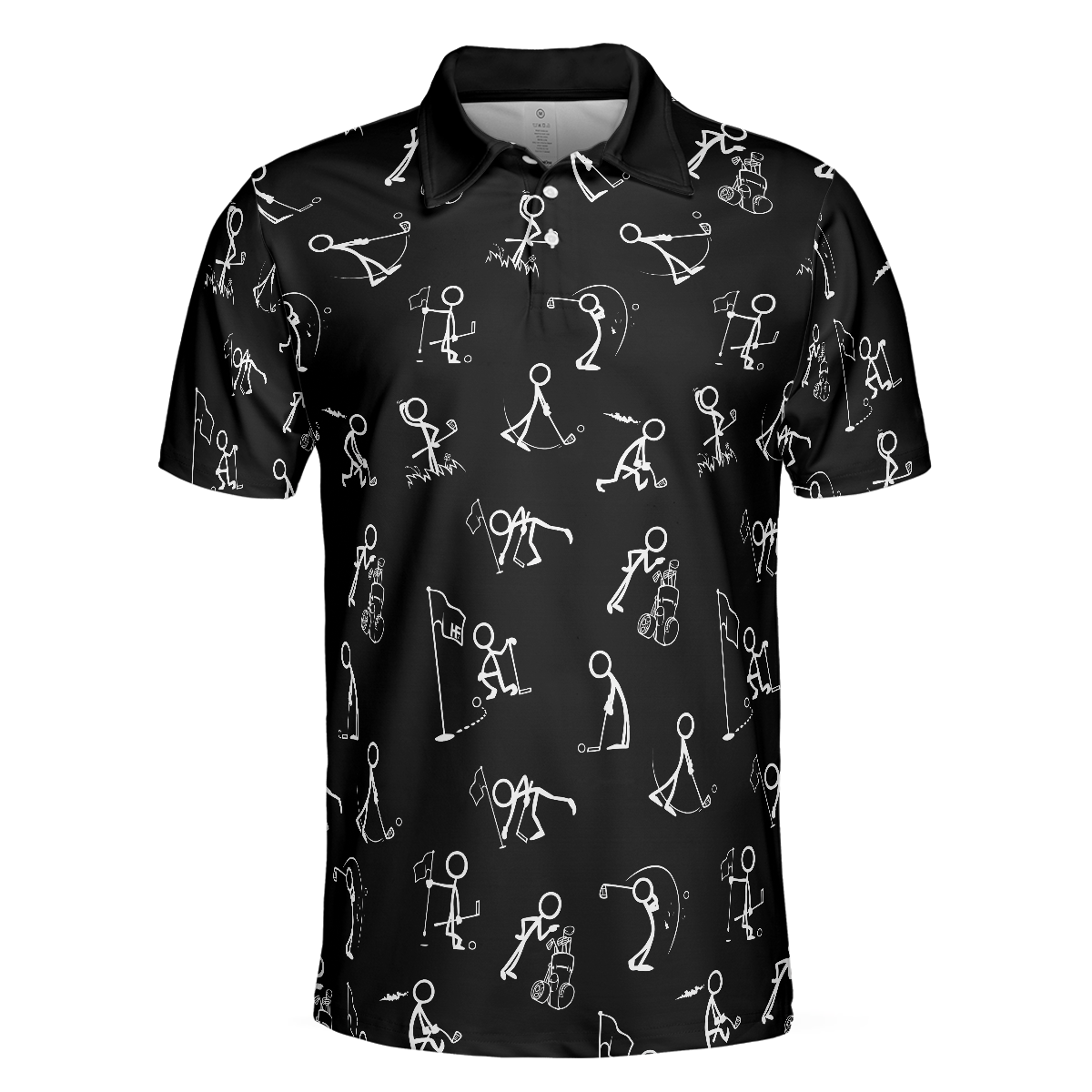 Stickfigures Playing Golf Short Sleeve Polo Shirt, Doodling Golfer Polo Shirt, Best Golf Shirt For Men - Hyperfavor