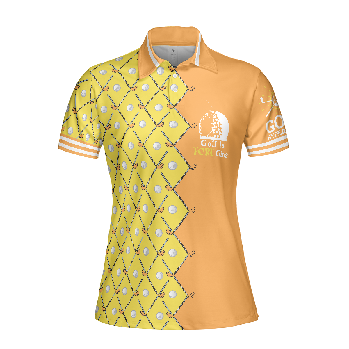 Golf Is Fore Girls Short Sleeve Women Polo Shirt, Yellow Argyle Pattern Golf Polo Shirt, Cool Golf Gift For Women - Hyperfavor