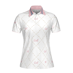 Golf In Pink With Simple Golf Clubs Pattern Short Sleeve Women Polo Shirt, Classic Golf Shirt For Ladies - Hyperfavor