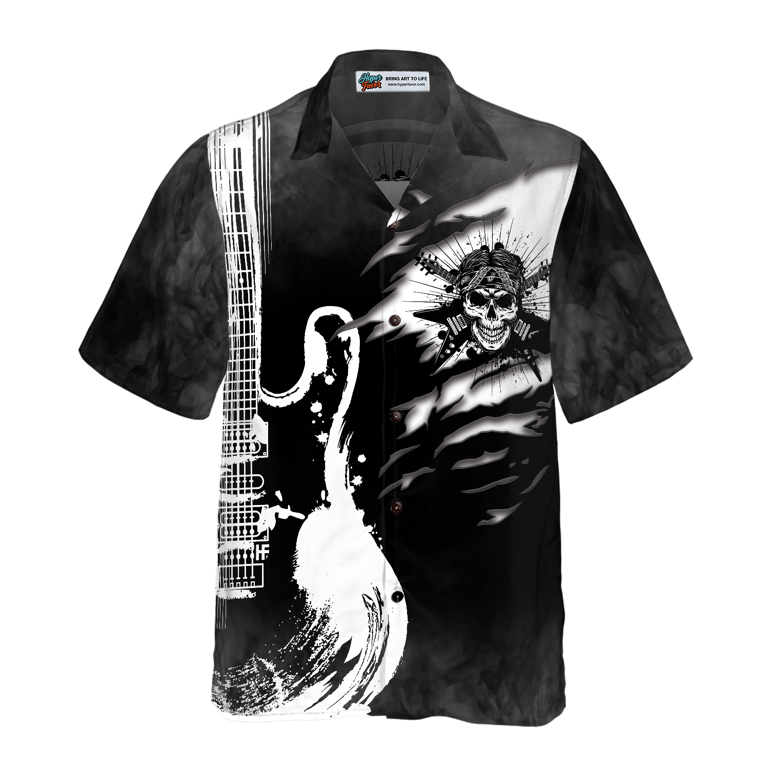 Guitar And Skull Hawaiian Shirt - Hyperfavor