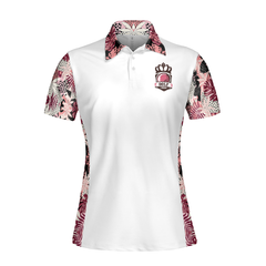 I Golf Like A Girl Try To Keep Up Flower Seamless Pattern Short Sleeve Women Polo Shirt - Hyperfavor