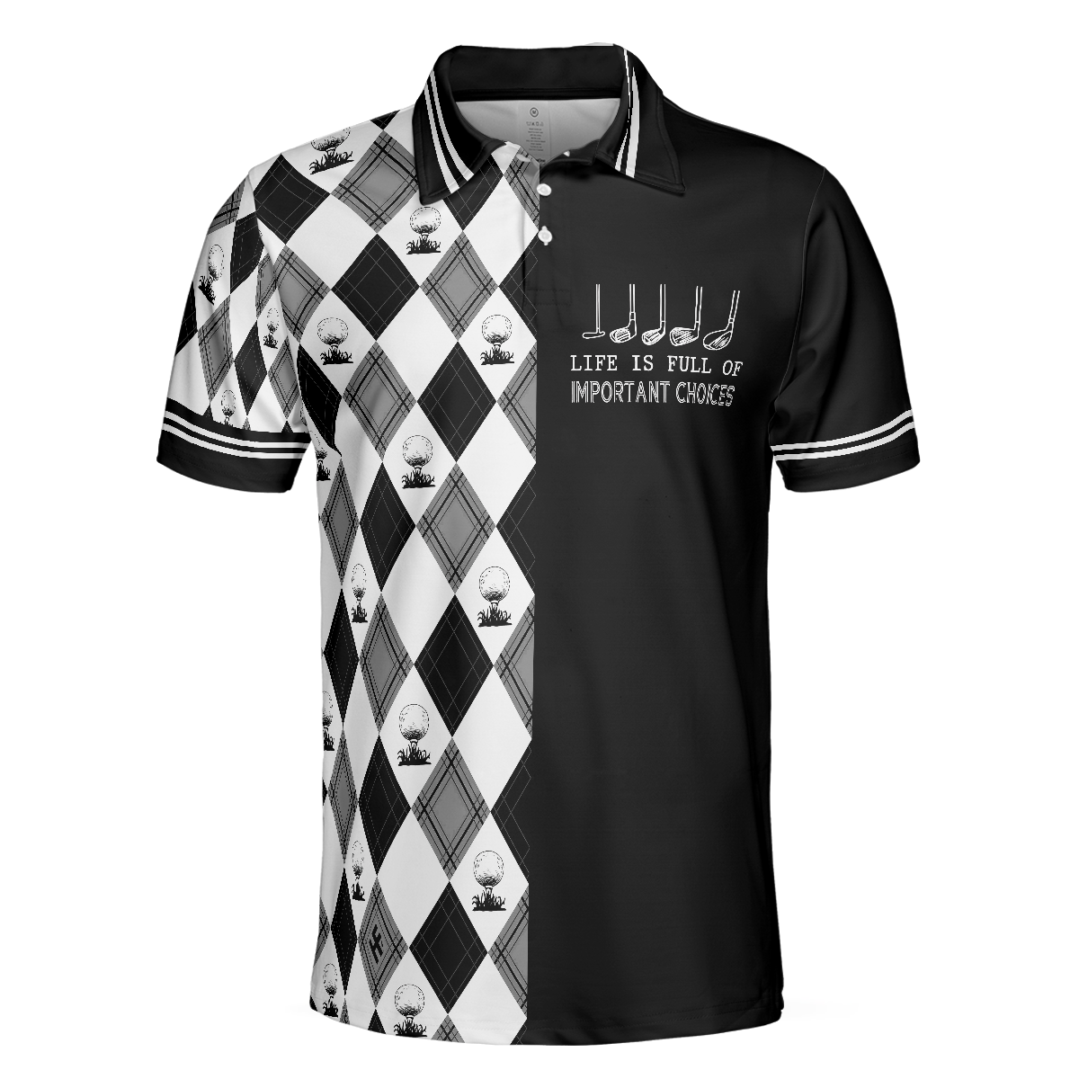 Life Is Full Of Important Choices Golf Polo Shirt, Black And White Golf Pattern Polo Shirt, Best Golf Shirt For Men - Hyperfavor