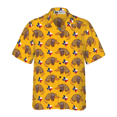 Texas Proud Armadillo Hawaiian Shirt, Armadillo And State Of Texas Flag Pattern Shirt, Proud Texas Shirt For Men - Hyperfavor