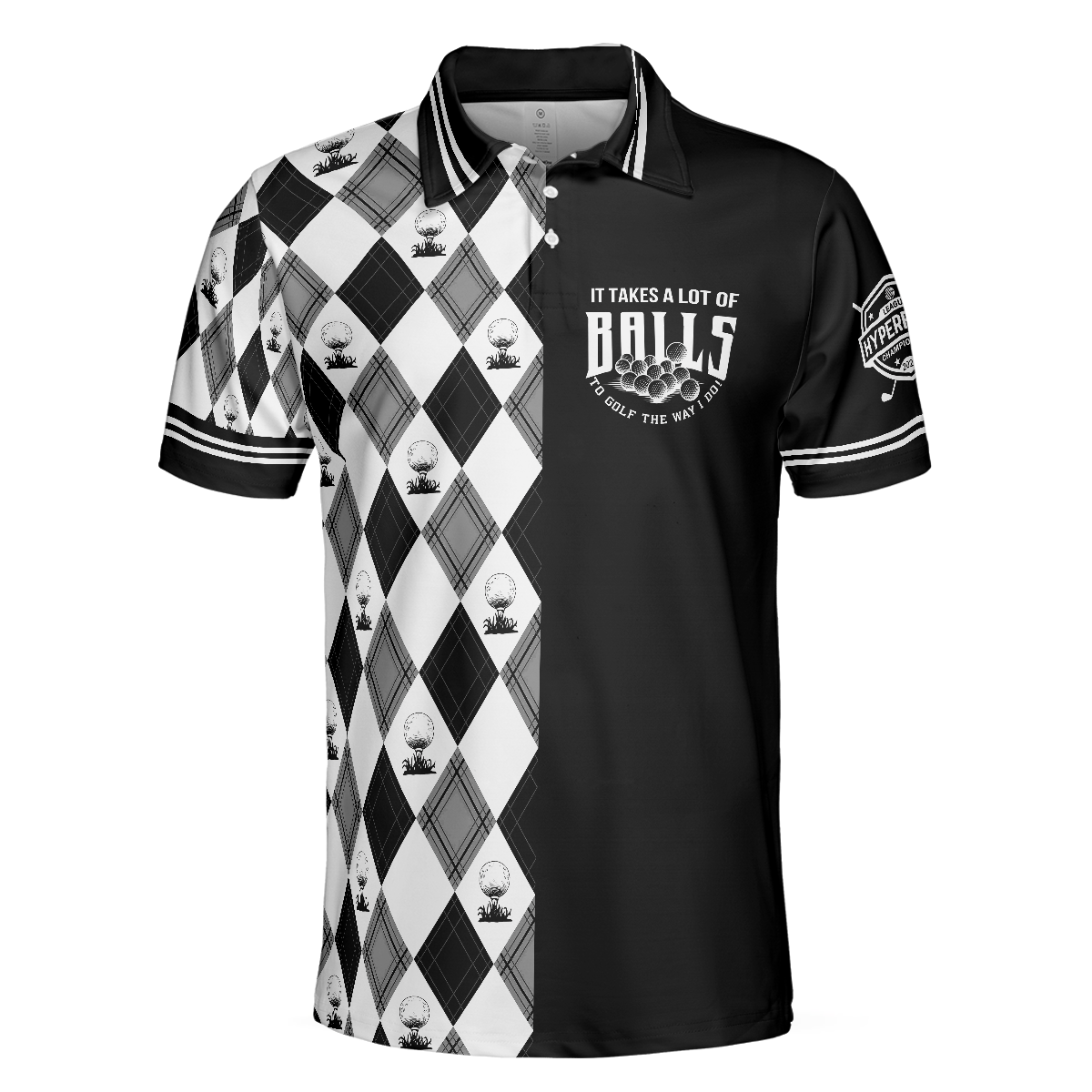 Golf The Way I Do Polo Shirt, Black And White Argyle Pattern Polo Shirt, Best Golf Shirt For Men - Hyperfavor