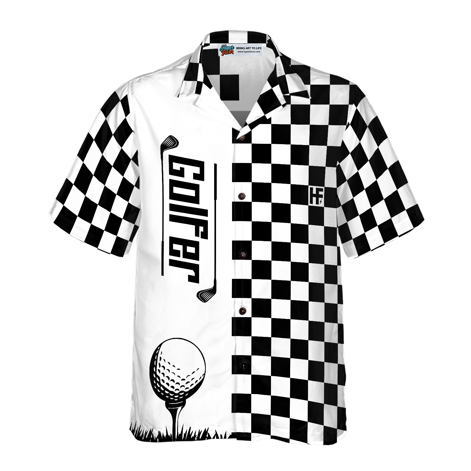 Checkerboard Style Golfer Hawaiian Shirt - Hyperfavor