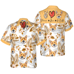 Personalized Peace Love Corgi Custom Hawaiian Shirt - Hyperfavor