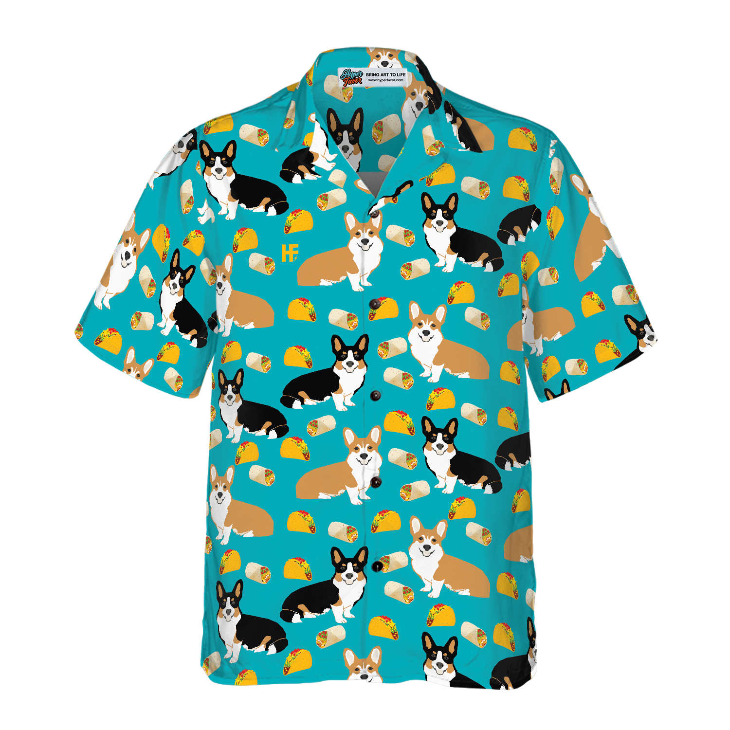 Colorful Corgi & Foods Hawaiian Shirt - Hyperfavor