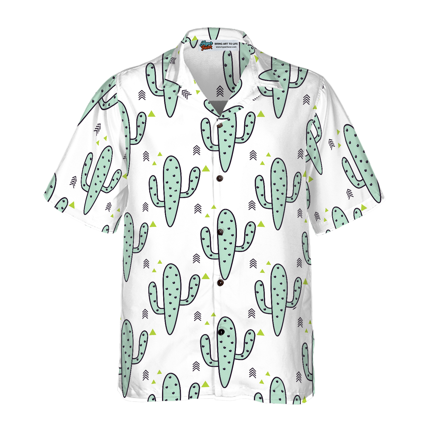 Green Mint Cactuses Hawaiian Shirt - Hyperfavor