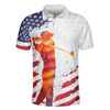 Golf Swing Abstract with American Flag Men Polo Shirt - Hyperfavor