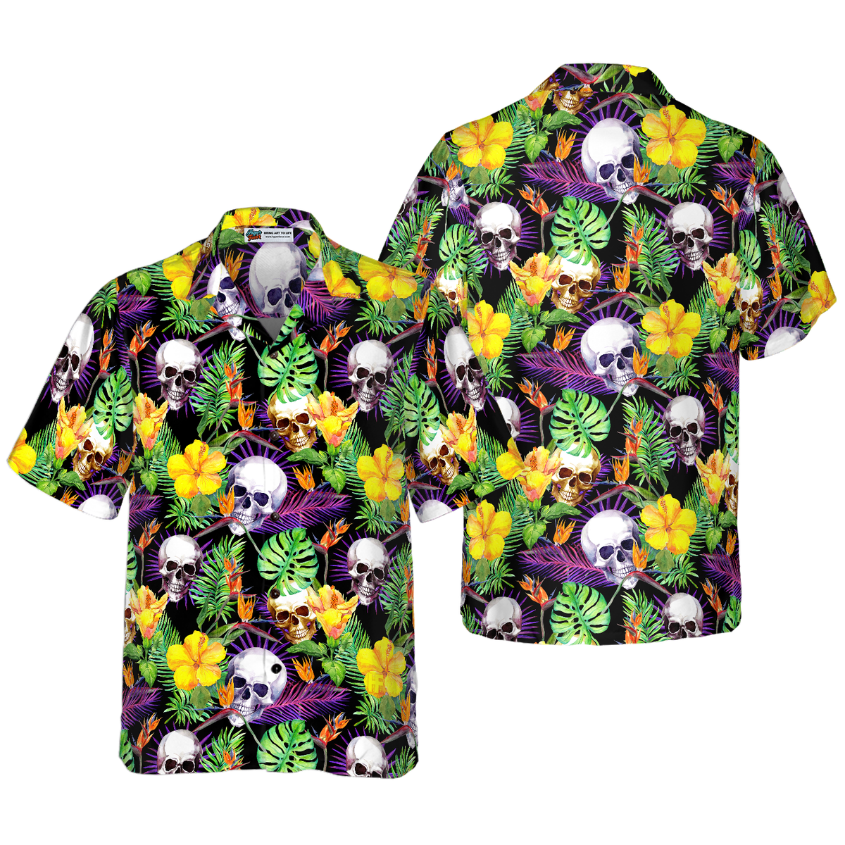 Skull Tropical Pattern Hawaiian Shirt - Hyperfavor